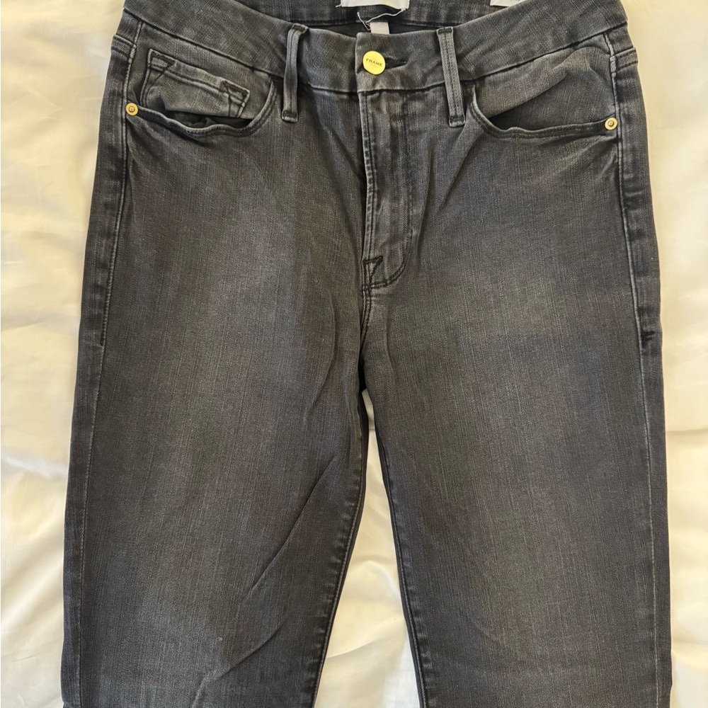 Frame Crop Bootcut Ankle Fray Jeans